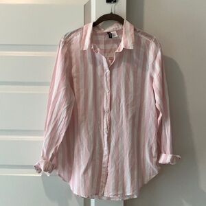 H&M Pink and White Striped Shirt